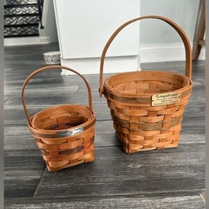 Longaberger 1988 Poinsettia 1989 Inaugural Basket Collection Baskets Set of 2